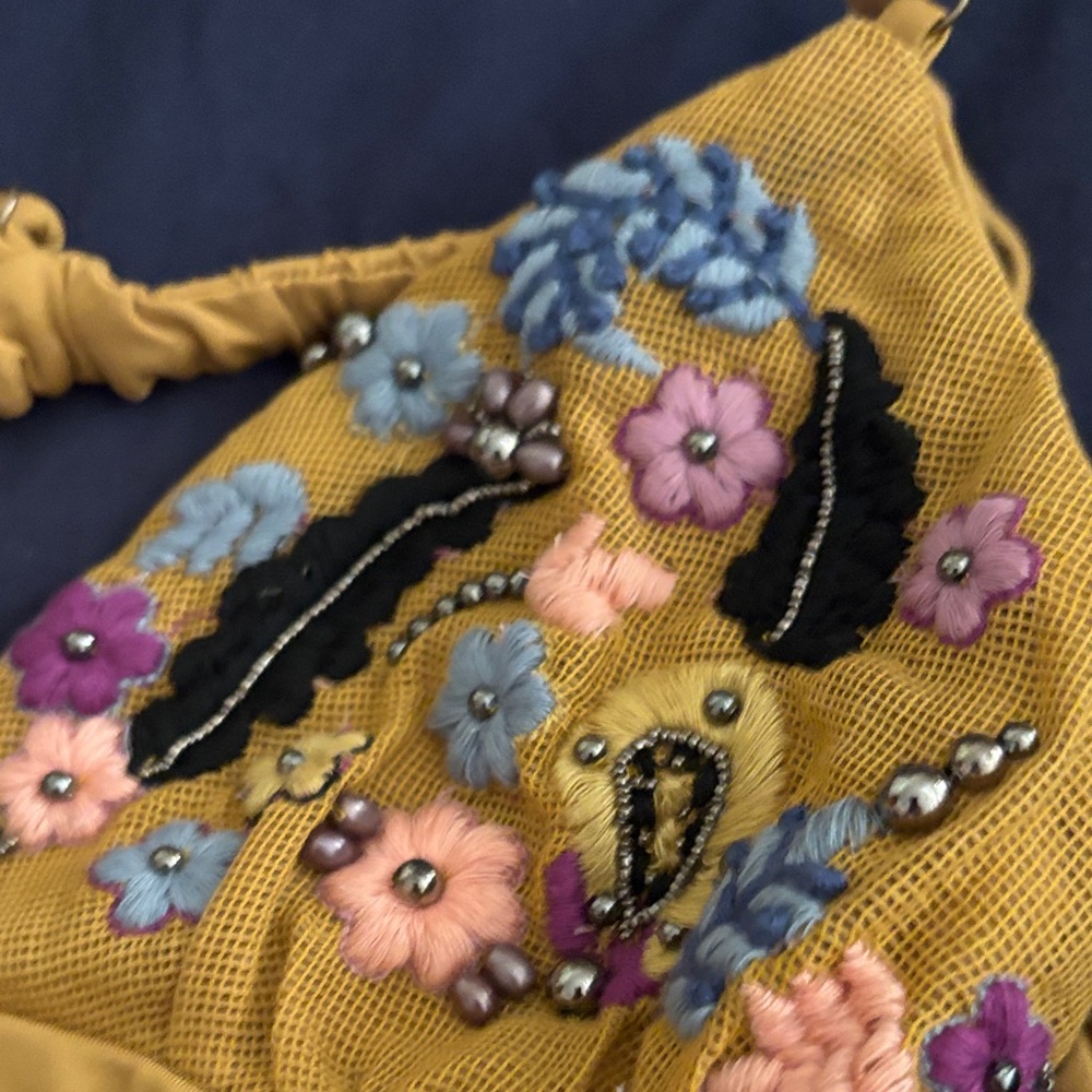 Embroidered Mustard Floral Bralette - Picture 3 of 4